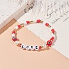 Love Word Acrylic & Heishi Polymer Clay Beaded Stretch Bracelets BJEW-TA00069-01-2