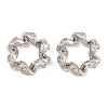Twist Brass Clear Cubic Zirconia European Beads KK-B186-08P-1
