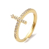 Rack Plating Brass Cubic Zirconia Arabic Letters Adjustable Rings for Women RJEW-S407-10G-08-1