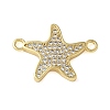 Brass Micro Pave Clear Cubic Zirconia Connector Charms KK-C086-14G-01-1