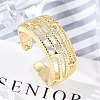 Brass Open Cuff Rings for Women RJEW-R011-05G-1