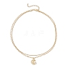 Brass Pave Clear Cubic Zirconia Moon with Star Pendant Necklaces NJEW-JN05383-4