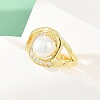 Brass Micro Pave Cubic Zirconia Finger Rings for Women RJEW-D340-02G-06-5