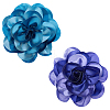 2Pcs 2 Colors Polyester Camellia Brooches JEWB-FG0001-64C-1