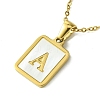 Ion Plating(IP) Rectangle with Initial Letter 304 Stainless Steel Pendant Necklace NJEW-R265-04G-A-1