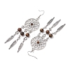 Alloy with Synthetic Howlite & Natural Mixed Stone Dangle Earrings EJEW-JE06067-5