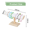 PU Leather T-Bar Bracelet Display Stands with Wooden Base BDIS-WH0010-05A-2