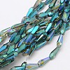 Faceted Rainbow Plated Teardrop Electroplated Glass Beads Strands EGLA-F104-02A-1
