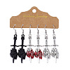 3 Pairs Sword Pierced Heart Dangle Earrings Set AF3404-1