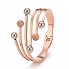 201 Stainless Steel Balls Open Cuff Bangle BJEW-G648-01RG-3