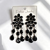 Alloy Rhinestone Flower Teardrop Stud Dangle Earrings for Women WGA45C1-05-1