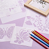 2Sets Square with Floral & Butterfly Pattern PET Drawing Stencil DIY-CW0001-12-5