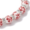 Flower Printed Porcelain Ceramic Beads Stretch Bracelets for Women BJEW-JB12375-6