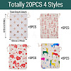 20Pcs 4 Styles Christmas Cotton Fabric Cloth Bag ABAG-TA0002-11-4