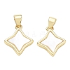 Rack Plating Brass & Natural White Shell Pendants SH-CBAB0A4-13G-1