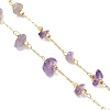 Natural Amethyst Chip Handmade Link Chain Necklaces NJEW-JN05811-01-5