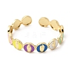 Brass Enamel Colorful Oval with Virgin Mary Open Cuff Bangles BJEW-K296-01G-4