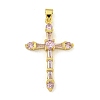 Cross Rack Plating Brass Cubic Zirconia Pendants KK-Z053-13G-03-1