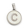 304 Stainless Steel with White Shell Pendants STAS-G268-01C-P-2