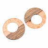 Transparent Resin & Walnut Wood Pendants RESI-S389-036A-B04-2