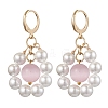 Shell Pearl & Cat Eye Leverback Earrings EJEW-JE05919-1