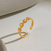 304 Stainless Steel Rhinestone Flower Cuff Open Rings for Women EY7993-3