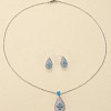 Brass Micro Pave Cubic Zirconia Pendant Necklaces & Stud Earrings Sets FS-WGE5CB1-01-2
