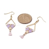 Glass Seed Braided Triangle Dangle Earrings EJEW-MZ00053-02-4