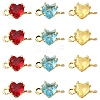 15Pcs 3 Colors Brass Pave Cubic Zirconia Heart Connector Charms KK-YW0004-66-1