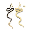 Real 18K Gold Plated Vivid Snake Enamel Stud Earrings EJEW-B007-01G-2