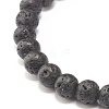 Natural Howlite & Lava Rock Round Beaded Bracelets Set with Yin Yang BJEW-JB07644-01-5