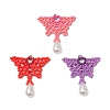 3Pcs 3 Colors Glass Seed Beaded Butterfly Pendants PALLOY-MZ00484-1