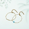 2Pcs 2 Style Brass Paperclip Chains & 304 Stainless Steel Satellite Chains Bracelets Set BJEW-JB08620-02-2
