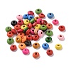 Spray Painted Rondelle Wood Beads WOOD-G008-01B-1