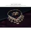 Teardrop Alloy Rhinestone Pendant Necklaces & Stud Dangle Earrings & Bangles & Rings Sets FS-WGBA23F-01-4