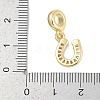 Brass Clear Cubic Zirconia Horseshoe European Dangle Charms KK-Q028-56G-3