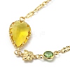 Faceted Heart & Teardrop & Square Glass Beads Bib Necklaces NJEW-R263-14G-2