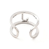 Clear Cubic Zirconia Initial Letter Open Cuff Ring RJEW-A012-01P-J-3