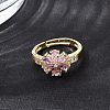 Brass Micro Pave Cubic Zirconia Cuff Open Rings CU-CBA5C10-03G-3