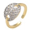 Brass Micro Pave Clear Cubic Zirconia Cuff Finger Rings for Women RJEW-B112-02GP-4