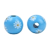 Printed Wood European Beads WOOD-G029-07B-2