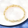 Oval Brass Micro Pave Clear Cubic Zirconia Link Chain Bracelets for Women BJEW-T025-03B-G-4