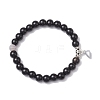 8mm Round Natural Black Onyx(Dyed & Heated) and Crackle Agate Beaded Stretch Bracelet Sets BJEW-TA00524-3