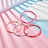 4Pcs 4 Color Handmade Polymer Clay Heishi Beads Stretch Anklets Set for Women AJEW-AN00467-2