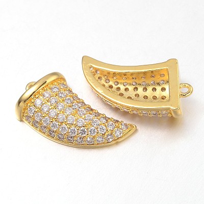 Italian Horn Brass Micro Pave Cubic Zirconia Charms ZIRC-D073-G-1