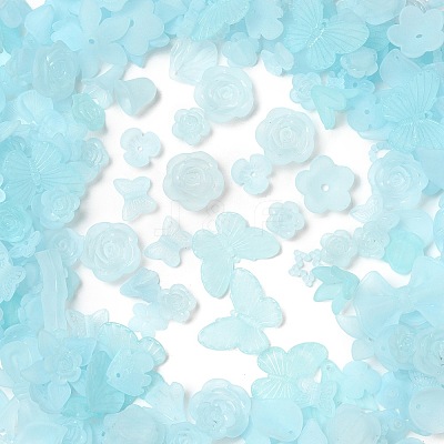 Frosted Transparent Acrylic Beads OACR-U006-03F-1