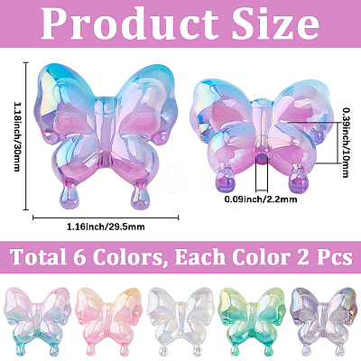 12Pcs 6 Colors UV Plating Transparent Acrylic Beads MACR-PA0001-54-1