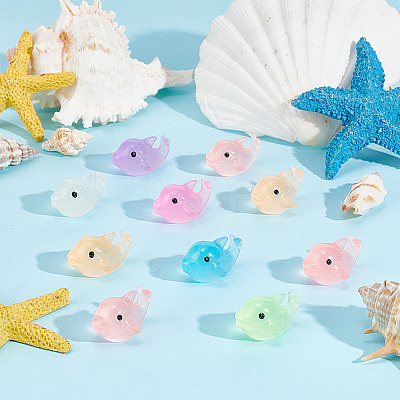 56Pcs 7 Colors Luminous Resin Display Decoration DJEW-GA0001-43-1