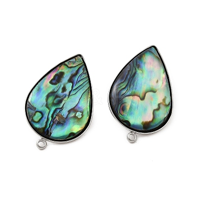 304 Stainless Steel Pave Natural Paua Shell Stud Earring Findings STAS-Z125-06P-1