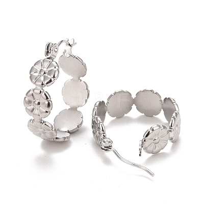 Non-Tarnish Flower 304 Stainless Steel Hoop Earrings for Women STAS-A057-15P-1